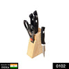 102 Kitchen Knife Set with Wooden Block and Scissors (5 pcs, Black) fashiondep.in