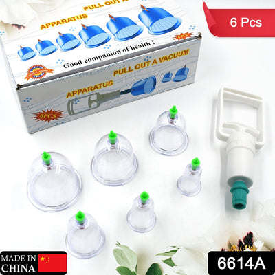 6614A Vacuum Cupping Set 6 Pcs Kit Pull Out a Vacuum Apparatus Therapy Relax Massagers Curve Suction Pumps