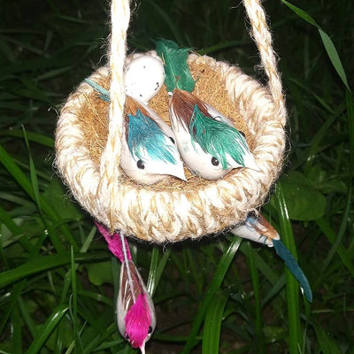 1731A ARTIFICIAL JUTE HANGING BIRDS NEST JHUMAR CHIDIYAN KA GHOSLA With Brown Box DeoDap