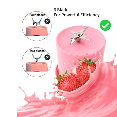 5334A BLENDER PORTABLE JUICER FOR SMOOTHIE , JUICE , VEGETABLE SHAKES WITH 6 BLADES WIRELESS CHARGING MINI PERSONAL SIZE MIXER BOTTLE GRINDER, 380 ML MULTICOLOR DeoDap