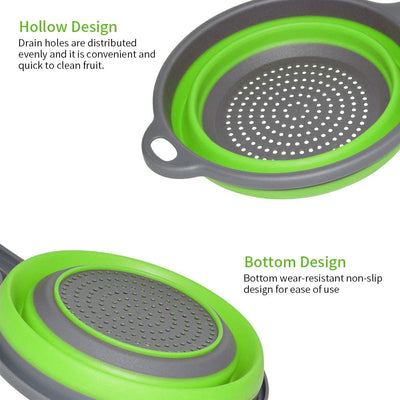 7195 Silicone Collapsible Colander Vegetable Fruit Washing Drain Strainer Basket Strainer Foldable Colander with Handle || Silicone Collapsible Colander || Fruit Basket Filter Drainer DeoDap