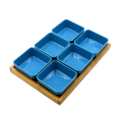 5327 Tapas and Sauces Bowls Brand New Porcelain Compartment Tray, Fresh Fruit Tray, Dried Fruit, Large Snack Tray with Tray (6pc) DeoDap