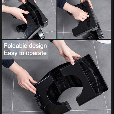 6024 Plastic Non-Slip Folding Toilet Squat Stool - Black Color DeoDap