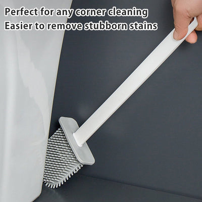 1420 Silicone Toilet Brush with Holder Stand for Bathroom Cleaning