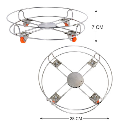 3018 Stainless Steel Gas Cylinder Trolley with Wheels LPG Cylinder Roller Stand Movable Trolley Amd-Deodap