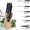 102 Kitchen Knife Set with Wooden Block and Scissors (5 pcs, Black) fashiondep.in