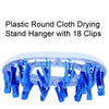 1366 Plastic Round Cloth Drying Stand Hanger with 18 Clips (Multicolour) DeoDap