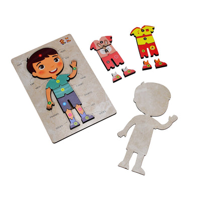 3496 Wooden Boy Body Parts Puzzle with Pictures Body Part Puzzle for Kid Early Education Letters Puzzles for Preschool. DeoDap