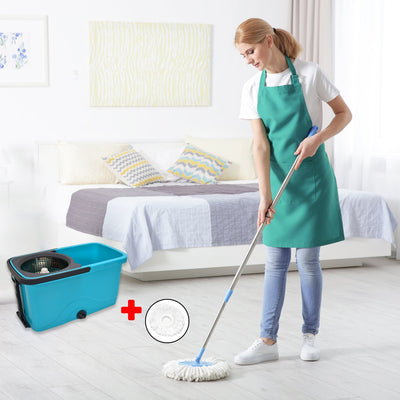 4027 QUICK SPIN MOP PLASTIC SPIN, BUCKET FLOOR CLEANING, EASY WHEELS & BIG BUCKET, FLOOR CLEANING MOP WITH BUCKET DeoDap