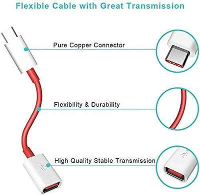 6927 USB Type C OTG Cable Male-Female Adapter Compatible with All C Type Supported Mobile Smartphone and Other Devices.