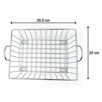 2743 SS Square Basket Stand used for holding fruits as a decorative and using purposes in all kinds of official and household places etc. DeoDap