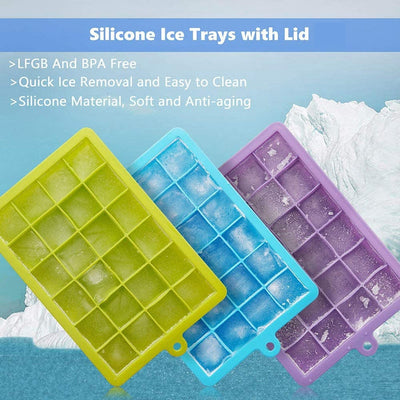 1144  Silicone Ice Cube Trays 24 Cavity Per Ice Tray [Multicolour] DeoDap