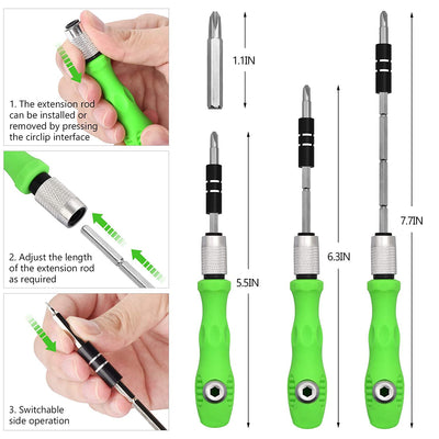 1557 32 in 1 Mini Screwdriver Bits Set with Magnetic Flexible Extension Rod DeoDap