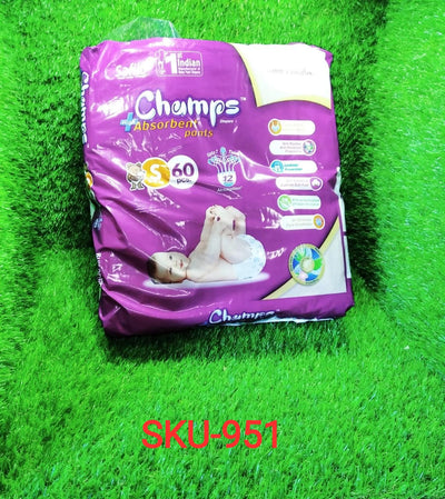 951 Premium Champs High Absorbent Pant Style Diaper Small Size, 60 Pieces (951_Small_60) Champs