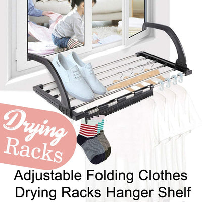 4649 Adjustable Folding Clothes Drying Racks Hanger Shelf DeoDap