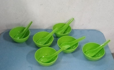 5105 Soup Bowl Spoon Set Plastic For Kitchen & Home Use